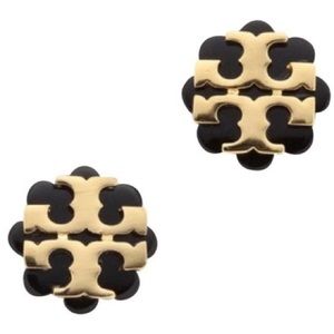 NWT Tory Burch flower resin two tone earrings
